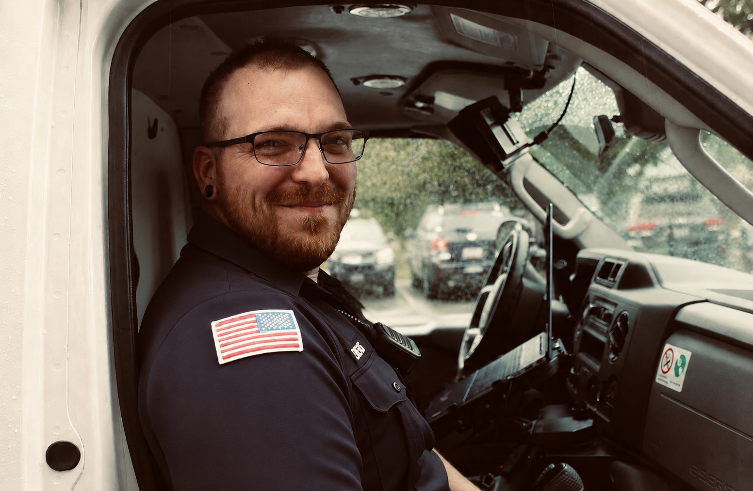 David, founder of IronSight Customs, in uniform as a paramedic